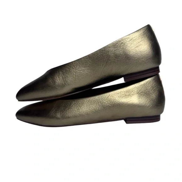 Birdies The Crane Gold Leather Flats Size 6 - Picture 3 of 9